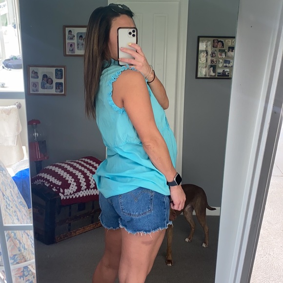 Bay Studio Sleeveless 1/2 Button Ruffle Hem Top - Picture 3 of 11